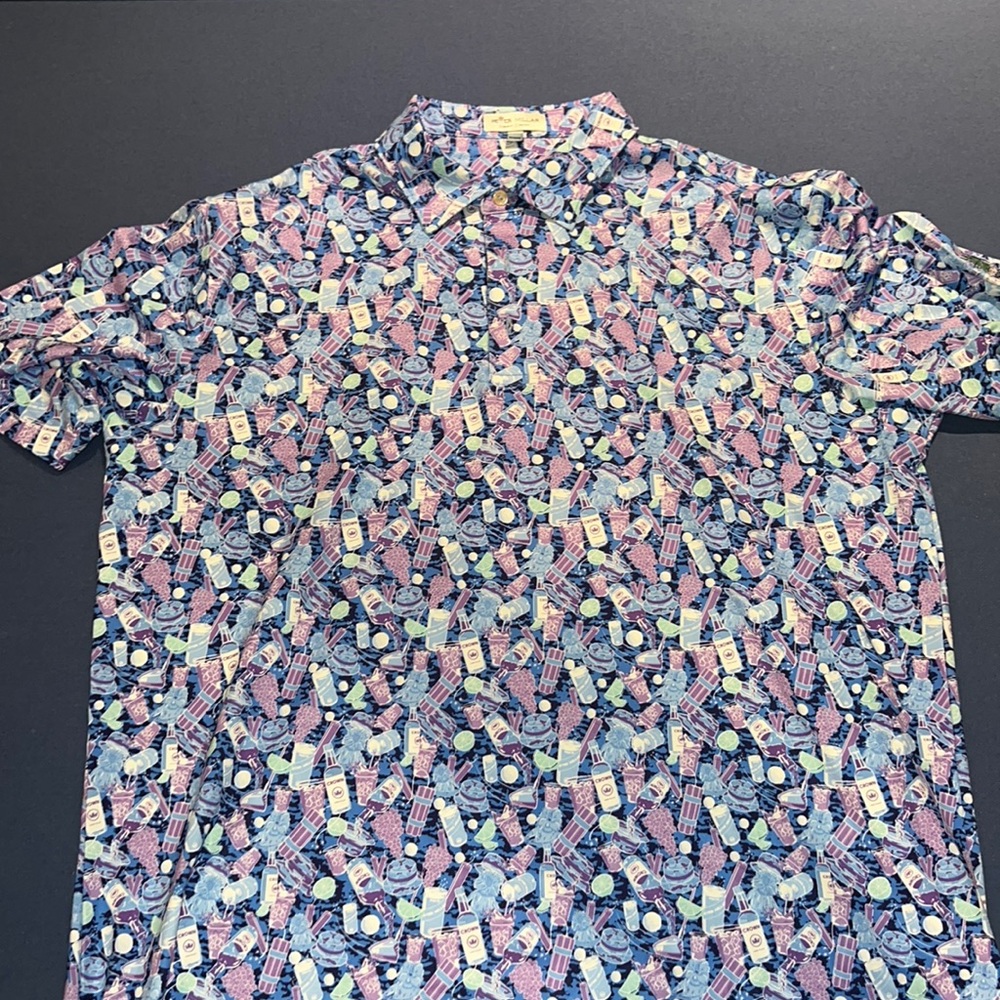 Peter Millar size L golf shirt blue camo worn 1x